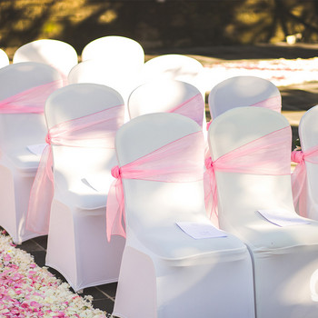 Καλύμματα καρέκλας 25τμχ/παρτίδα Καρέκλα γάμου Κόμπος Διαφανής Οργάντζα Ύφασμα Τούλι Κάλυμμα Καρέκλας Φύλλα για Διακοσμήσεις Δείπνων Γάμου