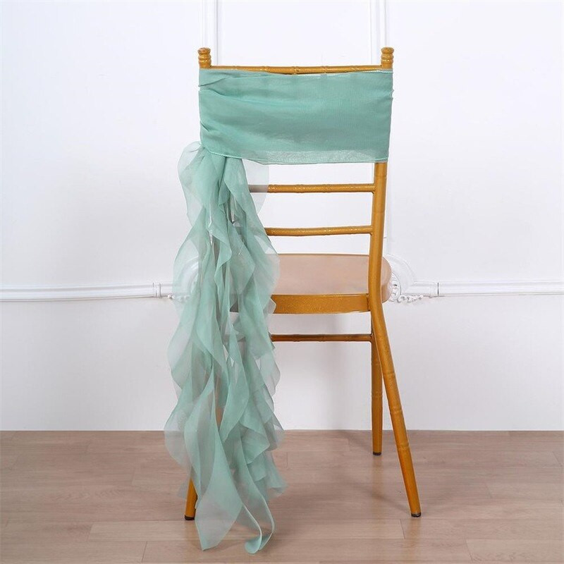 2 kom/lot Šifonska kapa za stolicu, prozirna navlaka za stolicu Chiavari, navlaka za stolicu od vrbe, navlake za stolicu s volanima, navlaka za stolicu za vanjsko vjenčanje