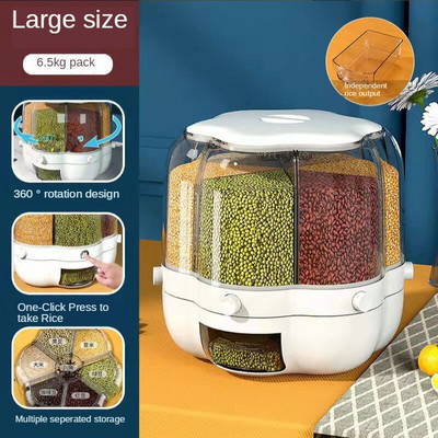 Odvojena kanta za rižu Rotirajući odjeljak Kutija za pohranu Zrna Kanta za pohranu riže Kuhinjska kanta za pohranu raznih zrna