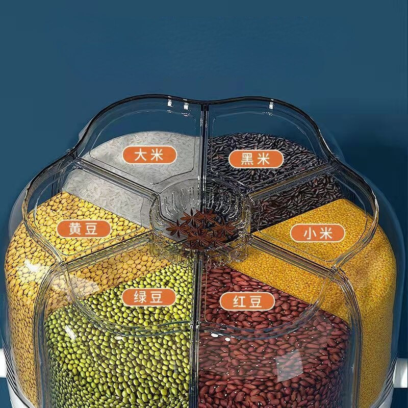 Odvojena kanta za rižu Rotirajući odjeljak Kutija za pohranu Zrna Kanta za pohranu riže Kuhinjska kanta za pohranu raznih zrna