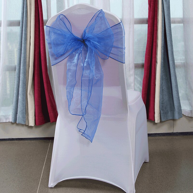 50db / szett Organza Minőségi Székszárnyak Esküvői Szék Csomóhuzat Dekorációs Székek Csípszíj Övkötők Esküvőre Bankok