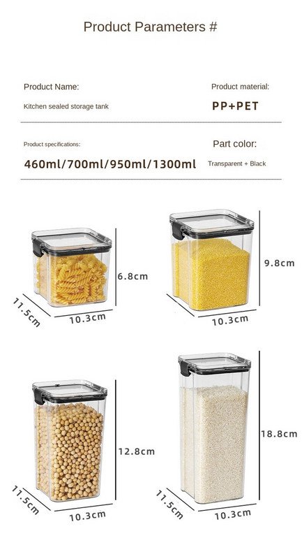 Kuhinja Zatvorena staklenka Hladnjak Kutija za svježinu Kutija za skladištenje žitarica Snack Orašasti plodovi Zatvorena staklenka Plastične posude s poklopcima