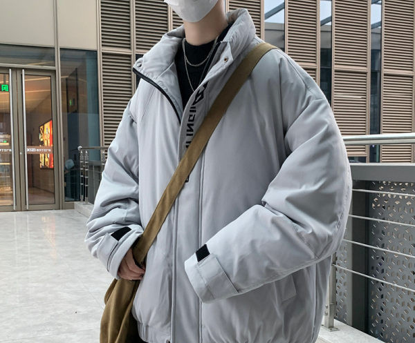 Sacou barbatesc model larg cu imprimeu si buzunar