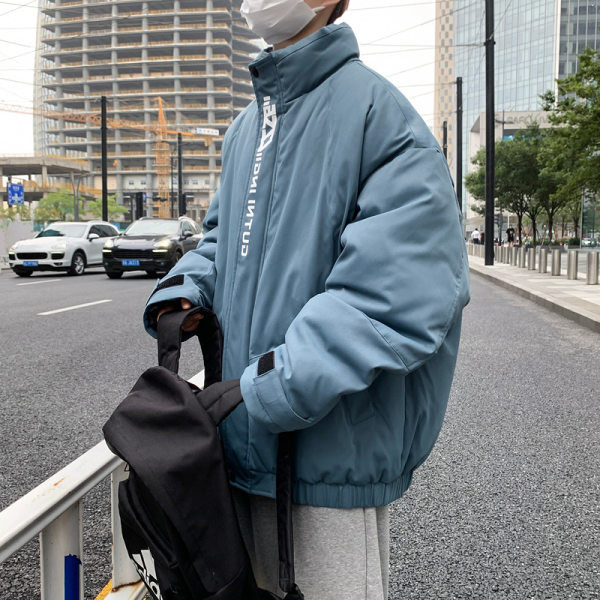 Sacou barbatesc model larg cu imprimeu si buzunar