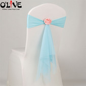 Spandeks Likra Pojas za stolicu Rose Organza Navlaka za stolicu Vjenčana mašna Dekoracija za stolicu Cvjetna traka za vezanje čvora Mjesto za bankete Rastezljiva