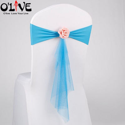 Spandeks Likra Pojas za stolicu Rose Organza Navlaka za stolicu Vjenčana mašna Dekoracija za stolicu Cvjetna traka za vezanje čvora Mjesto za bankete Rastezljiva