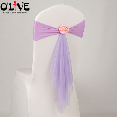 Spandeks Likra Pojas za stolicu Rose Organza Navlaka za stolicu Vjenčana mašna Dekoracija za stolicu Cvjetna traka za vezanje čvora Mjesto za bankete Rastezljiva