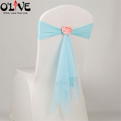 Spandeks Likra Pojas za stolicu Rose Organza Navlaka za stolicu Vjenčana mašna Dekoracija za stolicu Cvjetna traka za vezanje čvora Mjesto za bankete Rastezljiva