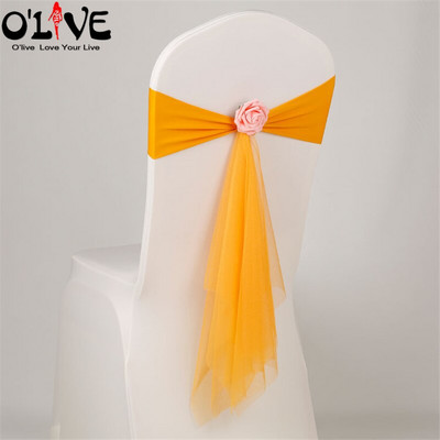 Spandeks Likra Pojas za stolicu Rose Organza Navlaka za stolicu Vjenčana mašna Dekoracija za stolicu Cvjetna traka za vezanje čvora Mjesto za bankete Rastezljiva