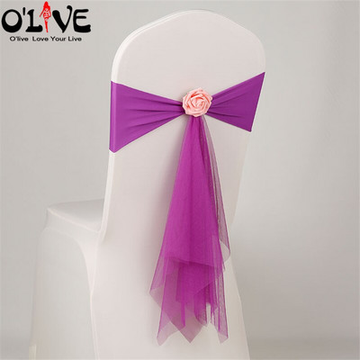 Spandeks Likra Pojas za stolicu Rose Organza Navlaka za stolicu Vjenčana mašna Dekoracija za stolicu Cvjetna traka za vezanje čvora Mjesto za bankete Rastezljiva
