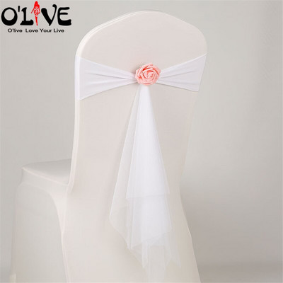 Spandeks Likra Pojas za stolicu Rose Organza Navlaka za stolicu Vjenčana mašna Dekoracija za stolicu Cvjetna traka za vezanje čvora Mjesto za bankete Rastezljiva