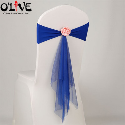 Spandeks Likra Pojas za stolicu Rose Organza Navlaka za stolicu Vjenčana mašna Dekoracija za stolicu Cvjetna traka za vezanje čvora Mjesto za bankete Rastezljiva