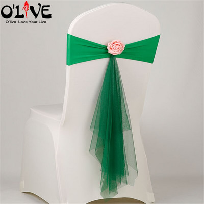 Spandeks Likra Pojas za stolicu Rose Organza Navlaka za stolicu Vjenčana mašna Dekoracija za stolicu Cvjetna traka za vezanje čvora Mjesto za bankete Rastezljiva