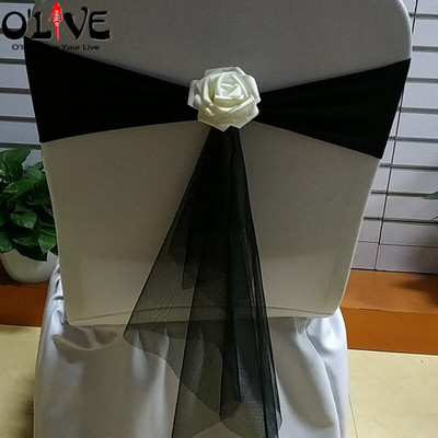 Spandeks Likra Pojas za stolicu Rose Organza Navlaka za stolicu Vjenčana mašna Dekoracija za stolicu Cvjetna traka za vezanje čvora Mjesto za bankete Rastezljiva