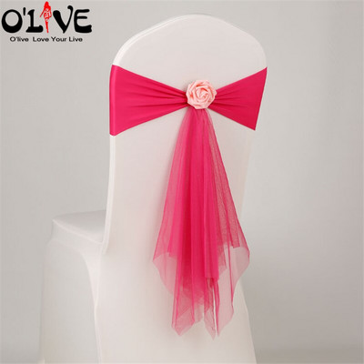 Spandeks Likra Pojas za stolicu Rose Organza Navlaka za stolicu Vjenčana mašna Dekoracija za stolicu Cvjetna traka za vezanje čvora Mjesto za bankete Rastezljiva