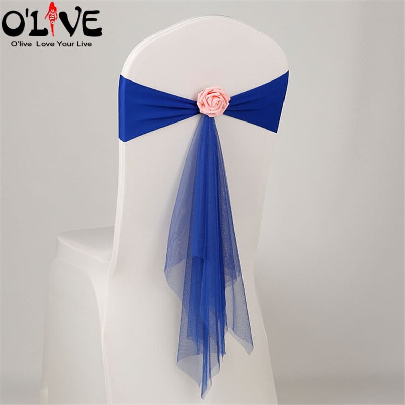 Spandeks Likra Pojas za stolicu Rose Organza Navlaka za stolicu Vjenčana mašna Dekoracija za stolicu Cvjetna traka za vezanje čvora Mjesto za bankete Rastezljiva