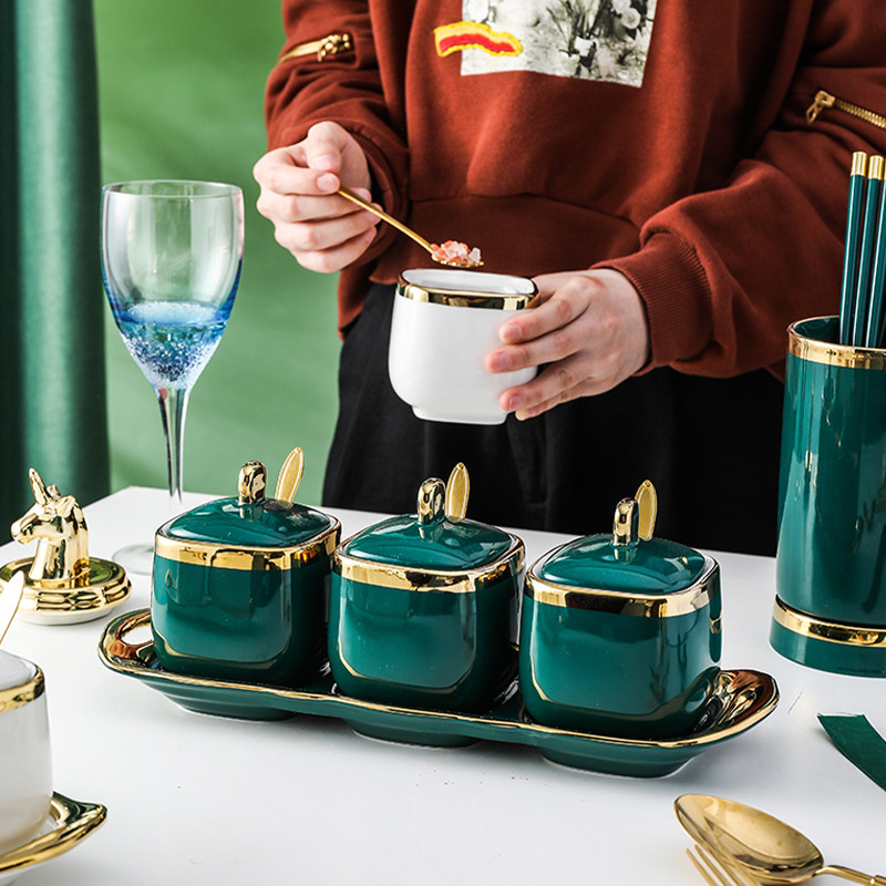 Kuhinjski pribor Nordijska keramika Posuda za šećer Solanka Spremnik staklenke za začine Setovi od 3 dijela Organizator Kuhinjski pribor