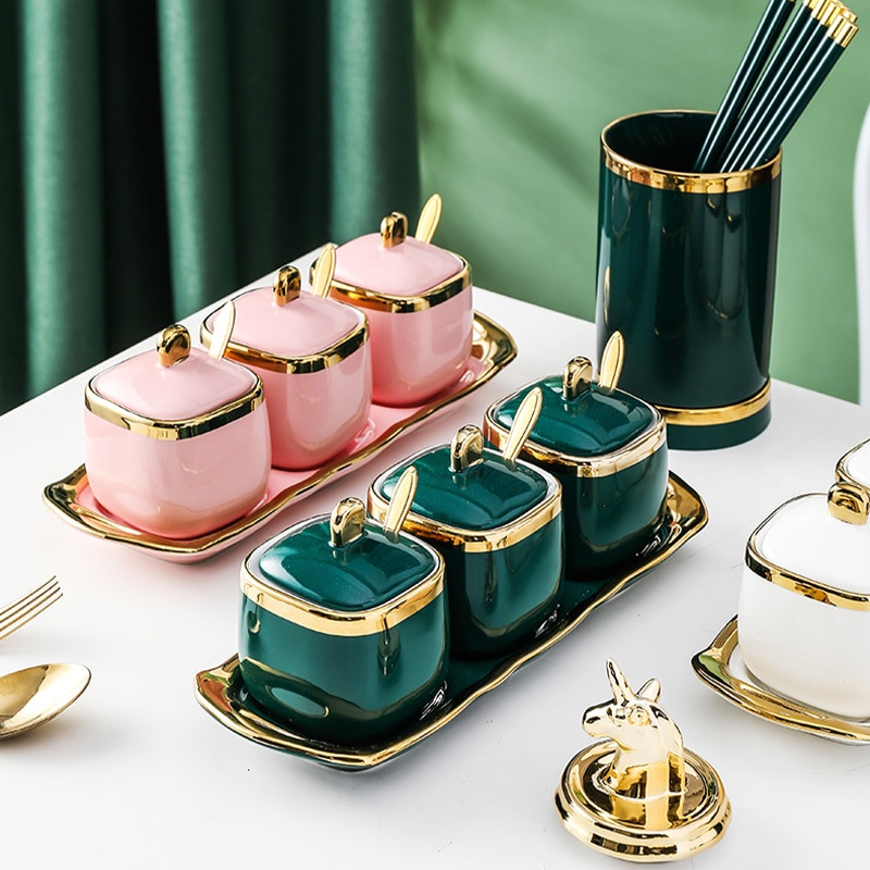 Kuhinjski pribor Nordijska keramika Posuda za šećer Solanka Spremnik staklenke za začine Setovi od 3 dijela Organizator Kuhinjski pribor