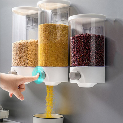 Seinale paigaldatav teraviljadosaator Niiskuskindel teravilja hoiukarp jar Plastikust köögitoidu säilituskonteiner Köögi korraldaja