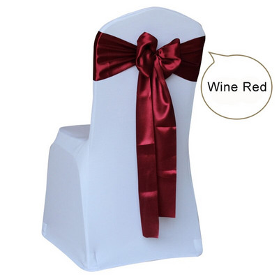 Nagyker 100db/tétel Esküvői szék huzat Sík csokornyakkendő szalag dekoráció Esküvői parti kellékek 14 szín választható