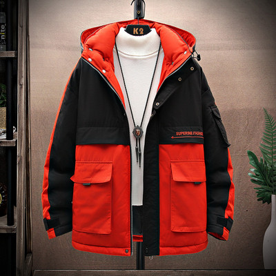 Ziemas vīriešu jaka ar kabatu un augstu apkakli