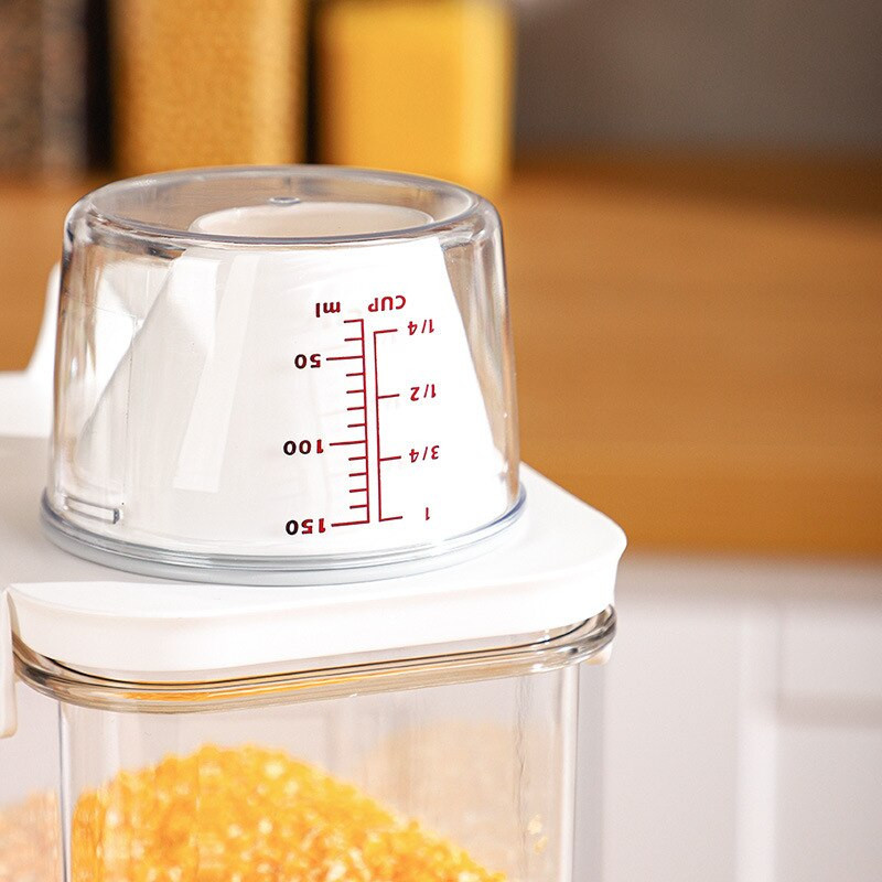 Užsandarintas permatomas maisto laikymo dėžutės bakas ryžių kibiras Konteineris Sausų prekių tvarkytuvas Grūdų dozatoriaus stiklainis biriems grūdams