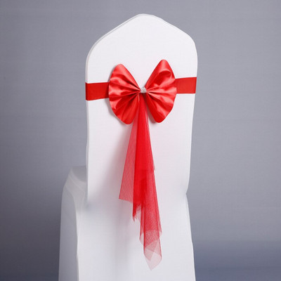 10 komada pojaseva za stolice Vjenčanje Naslon Cvjetni čvor Satenska vrpca Leptir Banketne stolice Navlaka s čvorom Pojas Visokokvalitetna mašna Remen Zabave