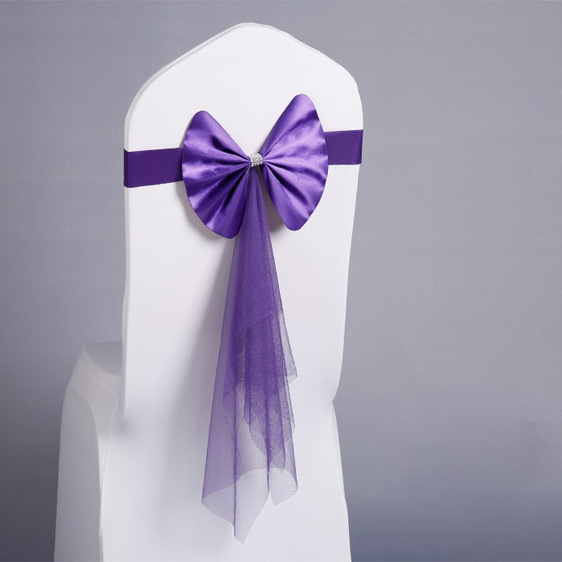 10 komada pojaseva za stolice Vjenčanje Naslon Cvjetni čvor Satenska vrpca Leptir Banketne stolice Navlaka s čvorom Pojas Visokokvalitetna mašna Remen Zabave