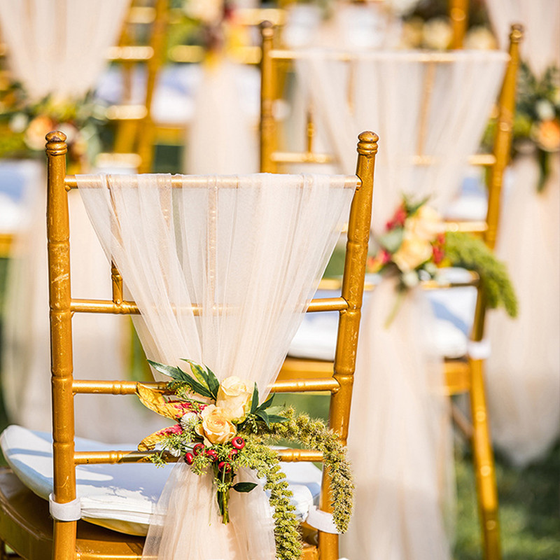 10 komada Country Wedding Deco Chair Knot Party Mesh Decoration Pozadinske potrepštine Gaza Partys Stražnja gaza Strop Valance Prijava