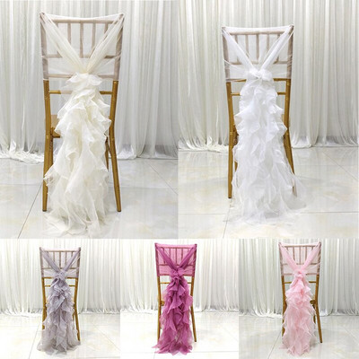 140x110 cm mašna za stolicu od organze za pokrivanje, banket, svadbeni događaj, božićni ukras, prozirna organza tkanina