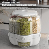 Okrugli dozator riže sa 6 rešetki, rotirajući spremnik za pohranu riže Kutija za pohranu suhe hrane, veliki dozator hrane, kanta za rižu Kuhinjski alati