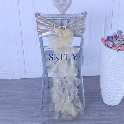 SH105H nou fard de obraz pentru nuntă, făcut la comandă, roz bleumarin, aur, roz fierbinte, bandă pentru scaun cu paiete, cu eșantă de salcie ondulată