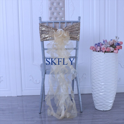 SH105H nou fard de obraz pentru nuntă, făcut la comandă, roz bleumarin, aur, roz fierbinte, bandă pentru scaun cu paiete, cu eșantă de salcie ondulată