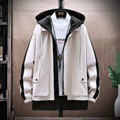 Jauna modeļa vīriešu rudens jaka ar kapuci - zilā un bēšā krāsā