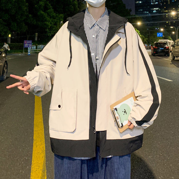 Jesenska muška jakna s džepom i vezicama