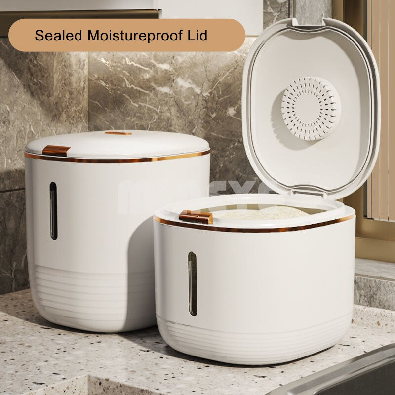 Херметически затворен контейнер за съхранение на храна с пресовъчен капак, запечатан с голям капацитет, устойчива на влага оризово брашно, кутия за съхранение на зърнени култури