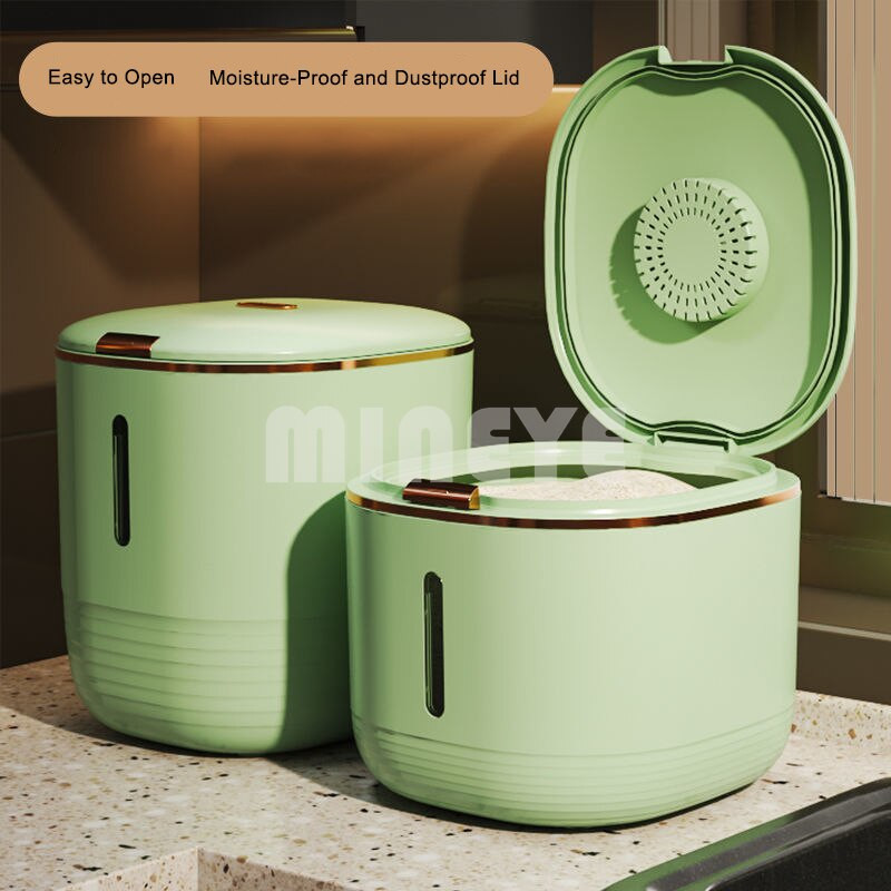 Херметически затворен контейнер за съхранение на храна с пресовъчен капак, запечатан с голям капацитет, устойчива на влага оризово брашно, кутия за съхранение на зърнени култури