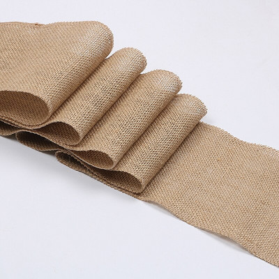 Višenamjenski laneni pojasovi za stolice od jute, 15X275 CM Čipka, hessian juta, mašne za stolice od jute za vjenčanje, uređenje doma za bebe