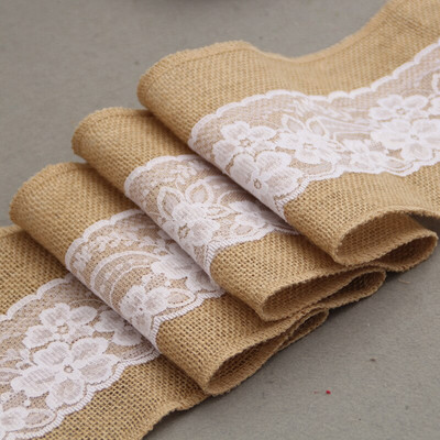 Višenamjenski laneni pojasovi za stolice od jute, 15X275 CM Čipka, hessian juta, mašne za stolice od jute za vjenčanje, uređenje doma za bebe