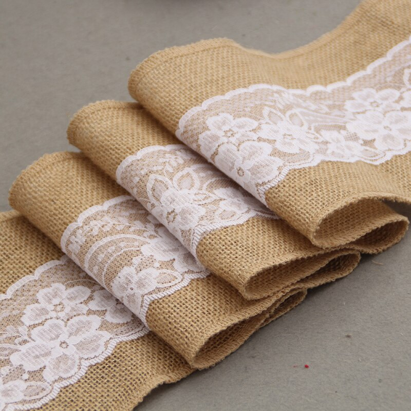 Višenamjenski laneni pojasovi za stolice od jute, 15X275 CM Čipka, hessian juta, mašne za stolice od jute za vjenčanje, uređenje doma za bebe