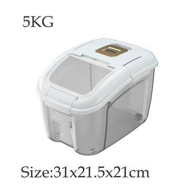 Kuchynská nádoba 5 kg \ 10 kg vedro na ryžu, vlhkotesná obedárová krabička, uzavretá nádrž, organizér na úložný priestor pre domácnosť, úložný box na krmivo pre psov