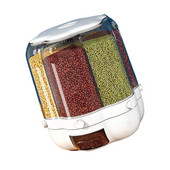 Recipient de depozitare pentru orez și cereale cu 6 grile de 33 lb Distribuitor rotativ de alimente Cilindru de măsurare cu capac Depozitare rezistentă la umiditate