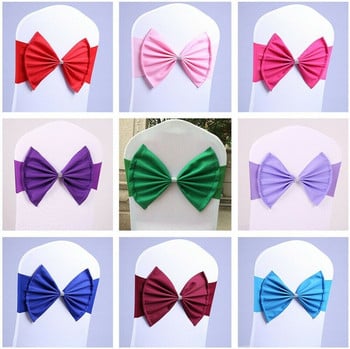 10/50PCS Φύλλα καρέκλας Spandex Stretch Κάλυμμα καρέκλας Band Sash Bow Διακόσμηση δεξιώσεων Διακοσμήσεις γάμου Χρώματα προσαρμοσμένα