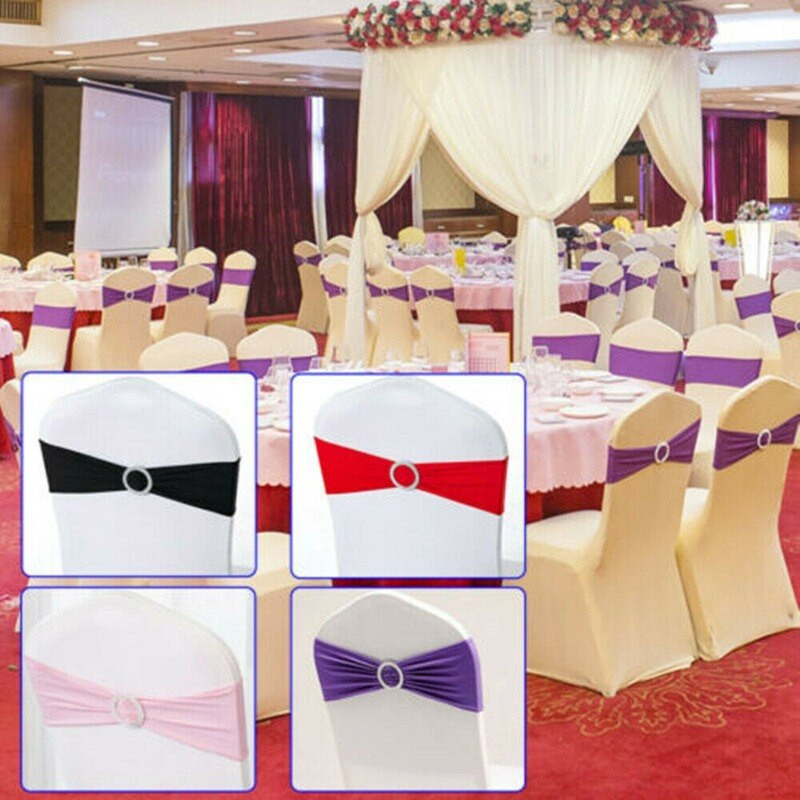 10/50 KOM. Pojas za stolice Spandex Rastezljiva navlaka za stolicu Traka za pojas Mašna Dekoracija banketa Ukrasi za vjenčanje Boje prilagođene