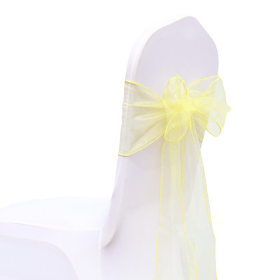 25 vnt organzos skaidraus audinio kėdės varčia Vestuvių kėdės mazgo lanko dekoravimo viešbučio vakarėlio banketo renginio dekoravimo kėdės juostelė