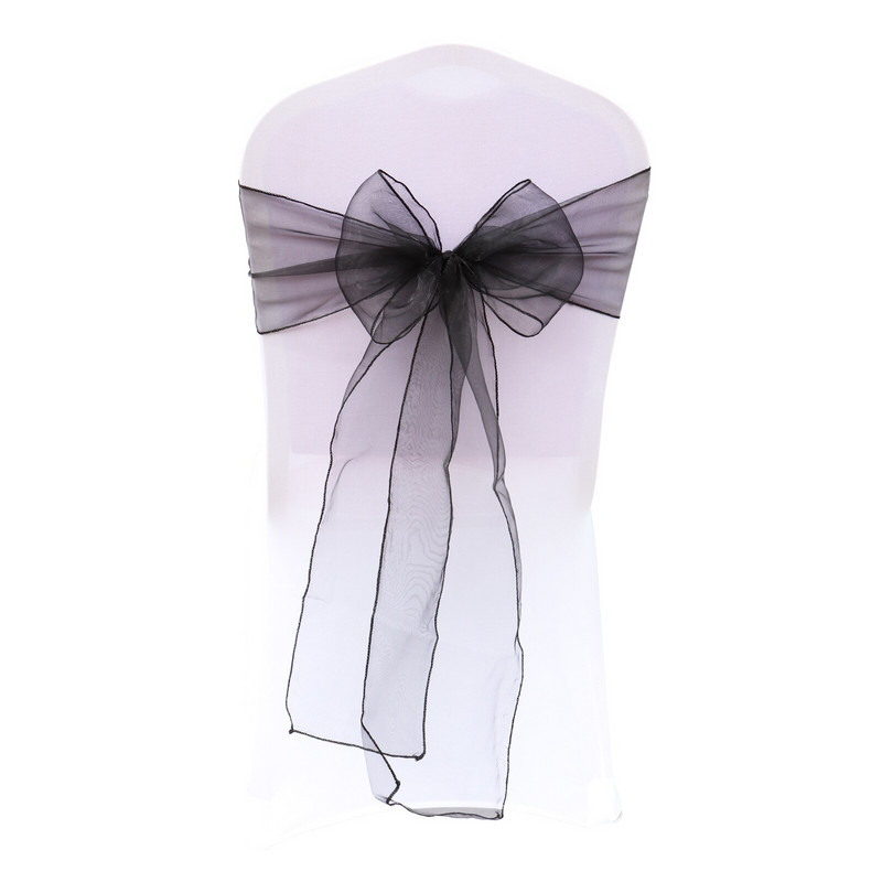 25 vnt organzos skaidraus audinio kėdės varčia Vestuvių kėdės mazgo lanko dekoravimo viešbučio vakarėlio banketo renginio dekoravimo kėdės juostelė