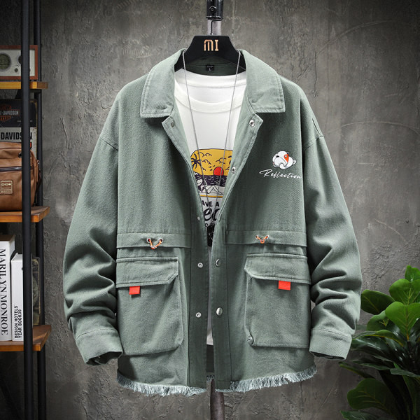 Lieknas pavasario-rudens striukė su kaklaraiščiais ties juosmeniu