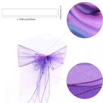 50 Pieces Organza Chair Sashes Chair Bows Γαμήλιο πάρτι Χριστουγεννιάτικο εξώφυλλο Στολισμός δεξιώσεων Noeud De Chaise Organza