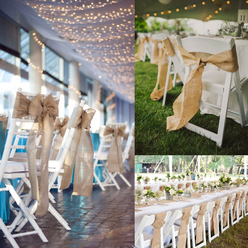 15X275CM Cerceve pentru scaune multifuncționale din pânză de pânză de pânză de pânză din dantelă din iuta iuta din pânză de pânză de scaun Arc pentru nuntă, petrecere, baby shower, decor acasă
