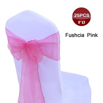 25PC Chair Sashes Organza Wedding Chair Sashes Bow Sheer Organza Καρέκλα Pew Φιόγκοι για Διακόσμηση πάρτι εκδηλώσεων τελετής δεξιώσεων